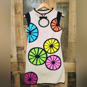 Pygmees Mini Dress Citrus Lemon Lime Mod Size Small
